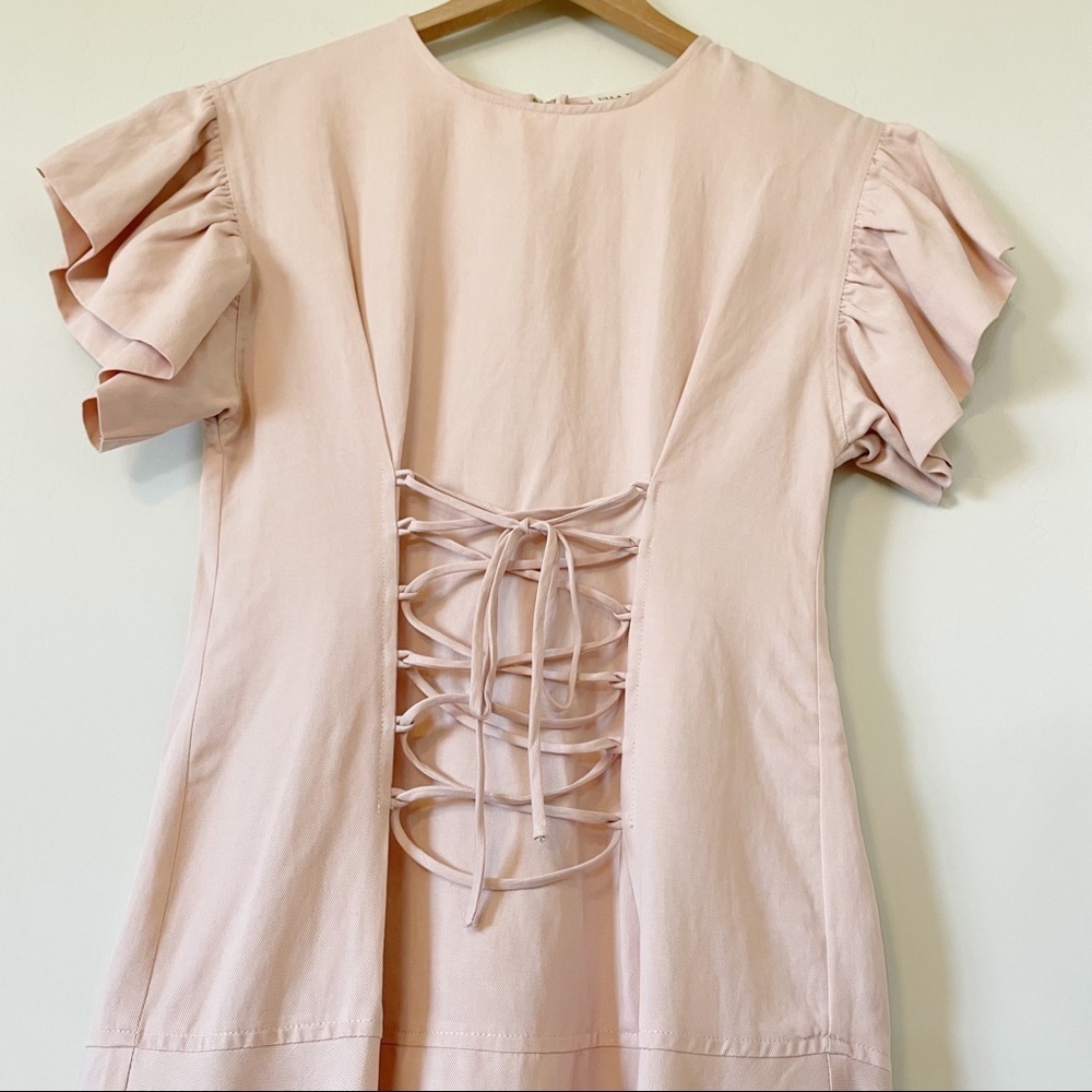 ULLA JOHNSON Otille Dress Lace up Handkerchief hem - Picture 7 of 16